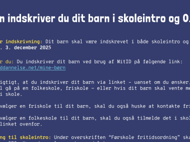 Info om indskrivning i skole